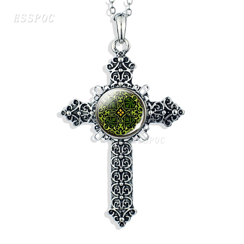 Четыре листа клевера Ирландия крест ожерелье Lucky Shamrock бижутерия со стеклянными