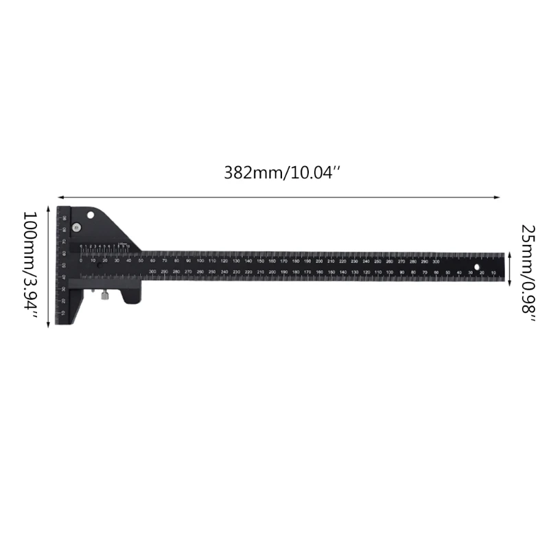 

Aluminum Alloy Scale Measuring Scribing Ruler T Shape Carpentry Marking Tool Multifunction DIY Woodworking Scriber