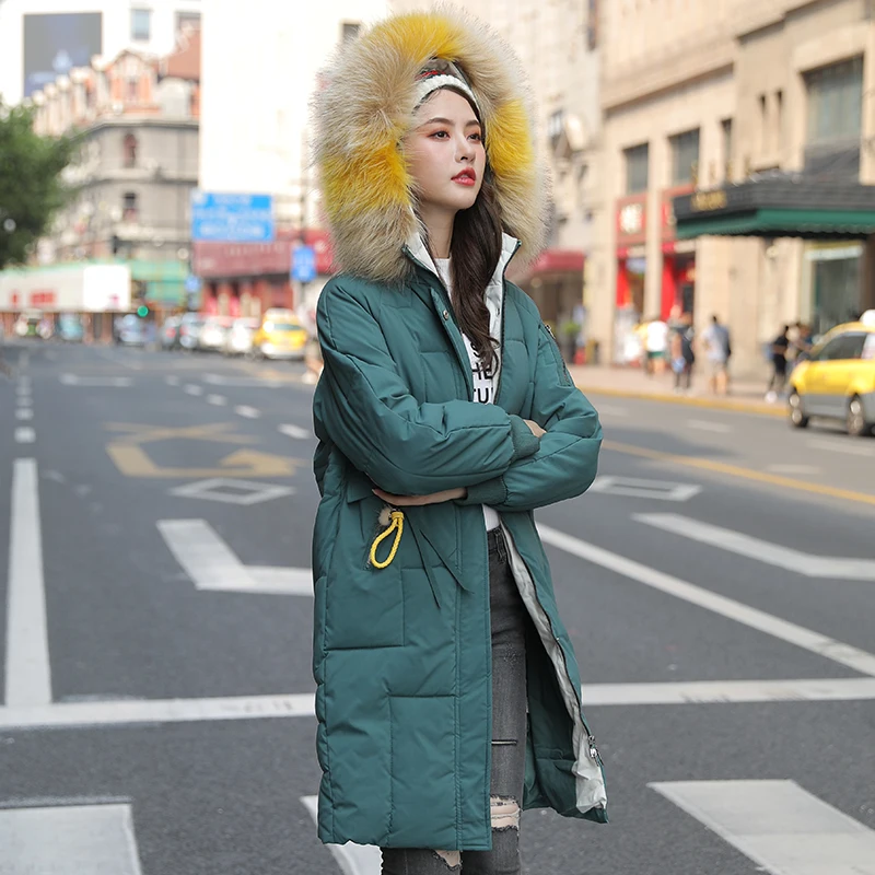 Fitaylor зимние женские длинные хлопковые парки большой меховой воротник толстое