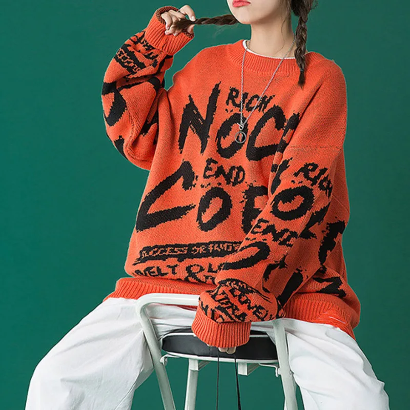 

Женский трикотажный свитер Neploha с надписью, повседневные Пуловеры с круглым вырезом на осень и зиму, корейская мода 2022, уличная одежда, свобо...