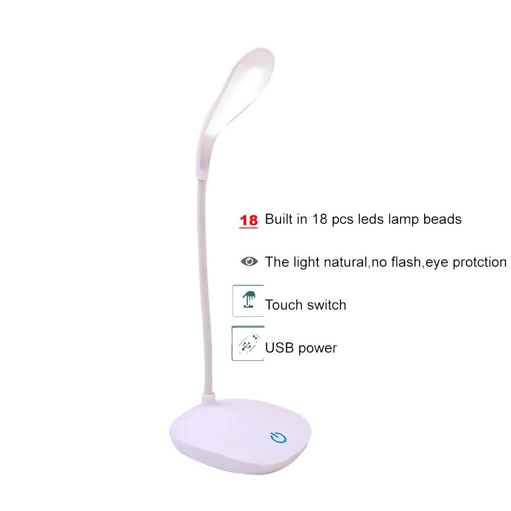 LED Touch On/off Switch 3 Modes Desk Lamp 6800K Eye Protection Light Dimmer USB Charging Table Clip Pen Holder | Лампы и освещение
