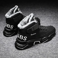artificial leather mens winter shoes new men casual sneakers anti skidding short plush snow boots durable outsole cotton shoes