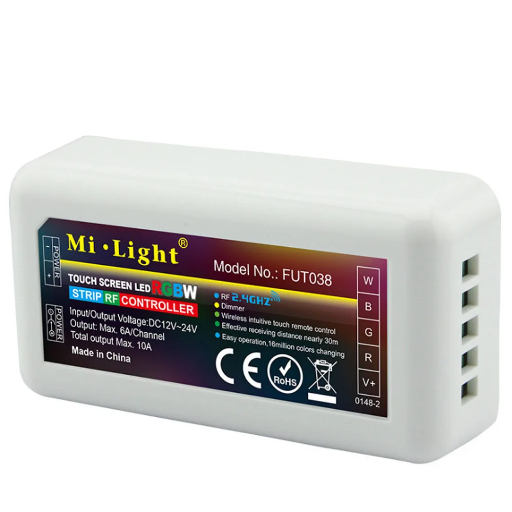 MIlight FUT038 2.4GHz 4-Zone RGBW LED Strip Controller 6A/Channel 12~24V Wireless Total output Max.10A | Лампы и освещение