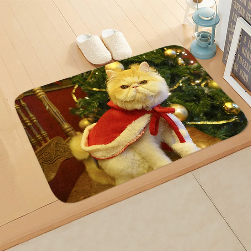 3D Рождественский коврик Kawaii Cat напечатанный ковер Противоскользящий коврик наружные коврики кухонные передние двери коврики Xmas Tapete Para Sala