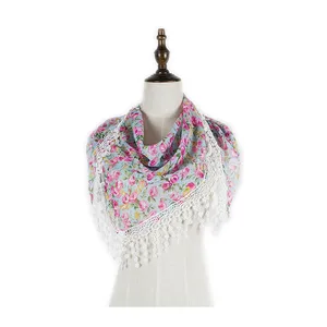 Шифоновый кружевной треугольный шарф, летняя шаль, дешевая бандана, хиджаб, женская зимняя одежда с кисточками