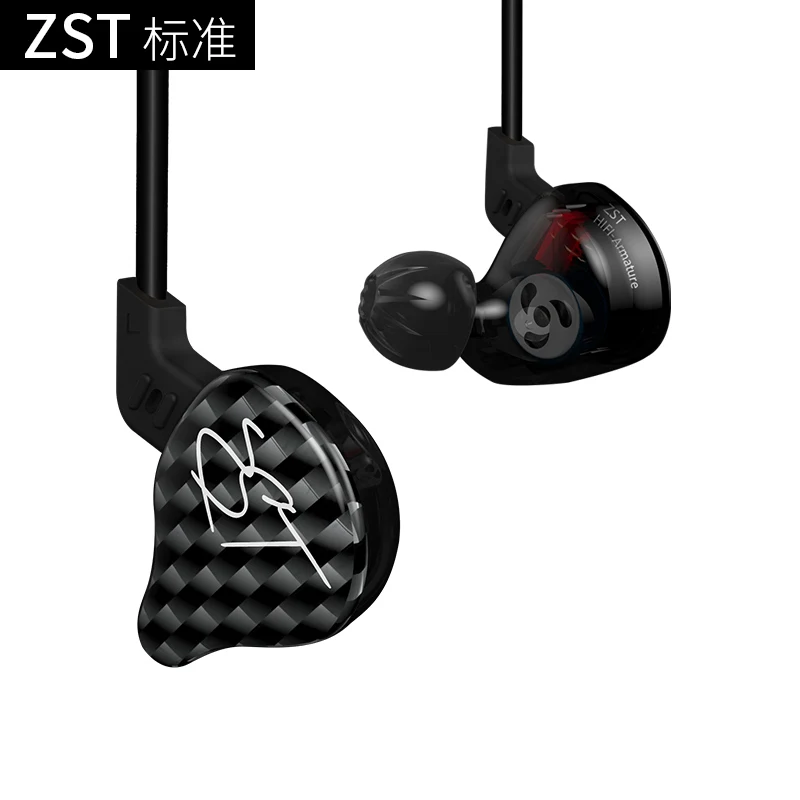 black no mic OPA KZ ZST красочные BA+ DD наушники в ухо гибридная гарнитура HIFI бас шумоподавление наушники с микрофоном заменен кабель ZSN - Цвет: black no mic