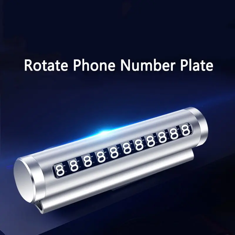 

Car Styling Temporary Parking Card Rotate Phone Number Card Park Stop Plate Auto Accessories Ring Keychain