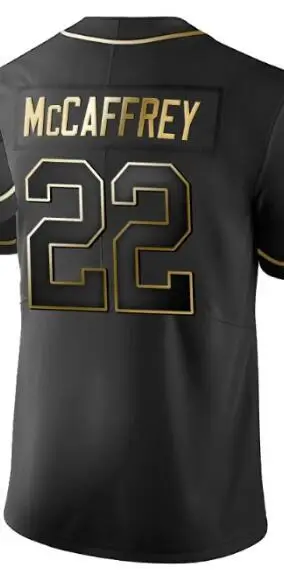 

Вышитая Американская футболка, Кристиан маккафри Пантерс, золотой выпуск, черная футболка