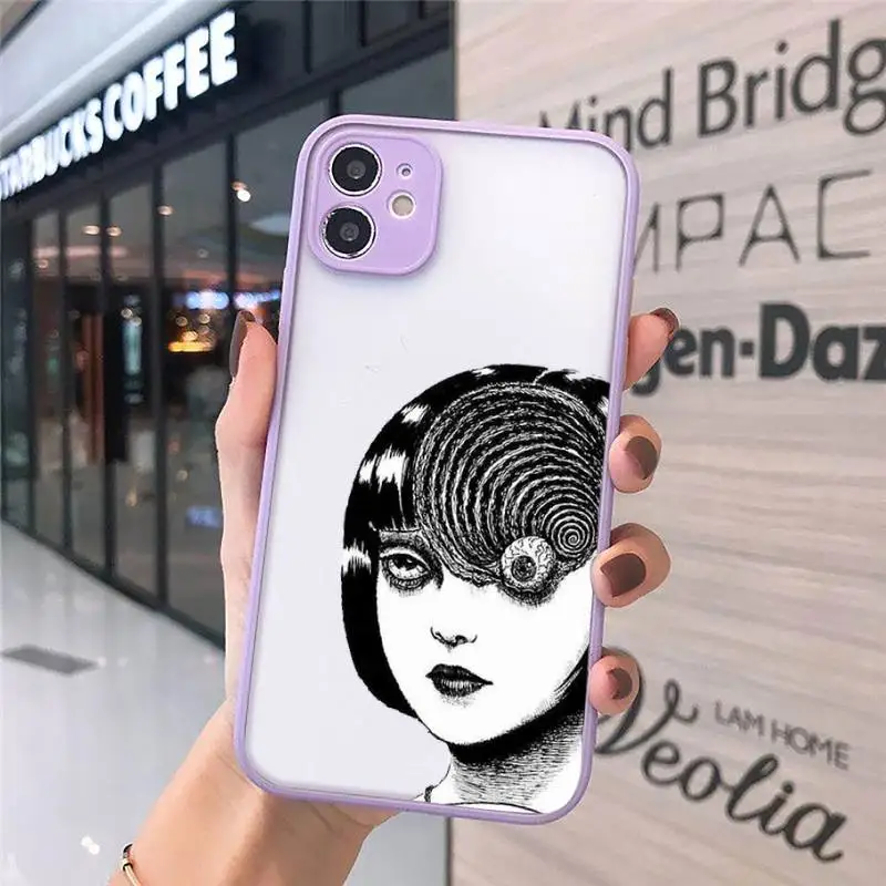 

horror comic Tomie Junji Itou Phone Cases matte transparent For purple iPhone 7 8 x xs xr 11 12 pro plus max mini Clear Funda