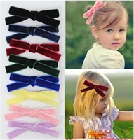 kids velvet hair bows for girls solid knot hair clips baby mini hairpins handmade barrettes headwear oem odm