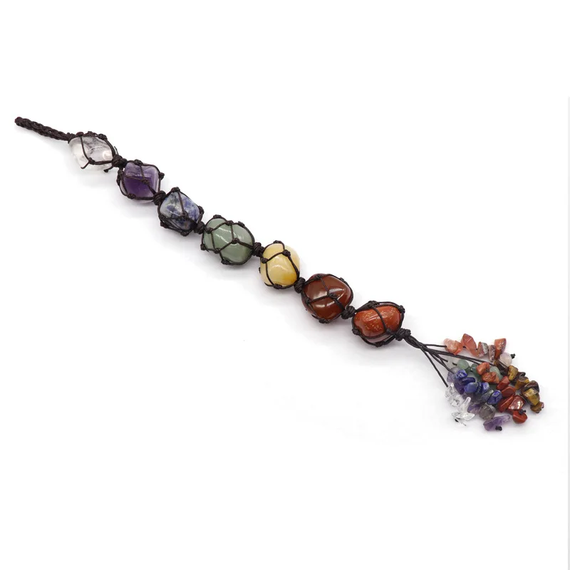 Natural Crystal Stone Beads Seven Chakra Pendant Yoga Meditation Energy Hand Woven Decoration Accessories | Украшения и