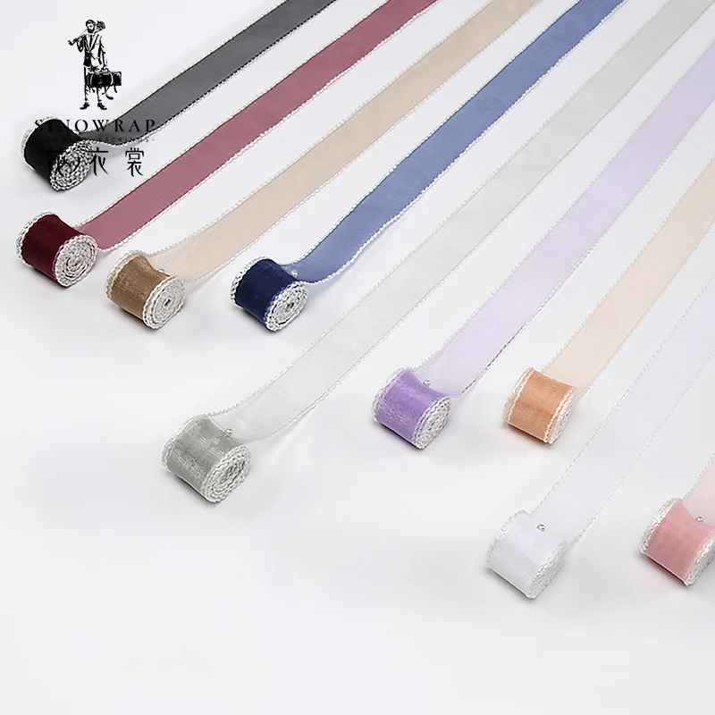 

Новинка, оптовая продажа, высококачественные корейские атласные марлевые ленты для упаковки букета с белой каймой