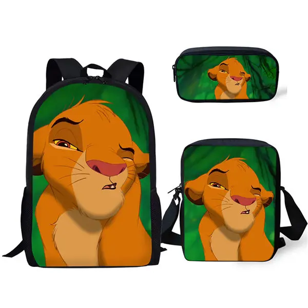 CDWX2816CEK HaoYun Детский Школьный Рюкзак Kawaii The Lion King школьные сумки с рисунком героев мультфильмов, маленькие животные, комплект из 3 предметов, школьные сумки - Цвет: CDWX2816CEK
