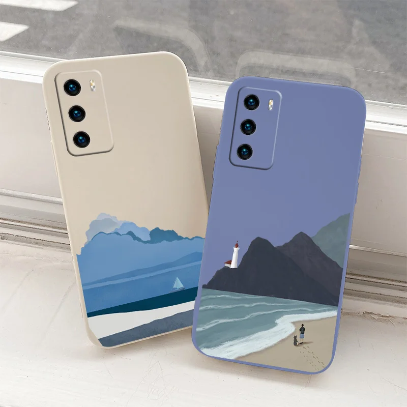 

Glacier Cloud Sea Silicone Case For Huawei P40 P50 P30 P20 Pro Lite Mate 40 30 20 Pro Lite Nova 5t Y7A Soft Phone Back Cover