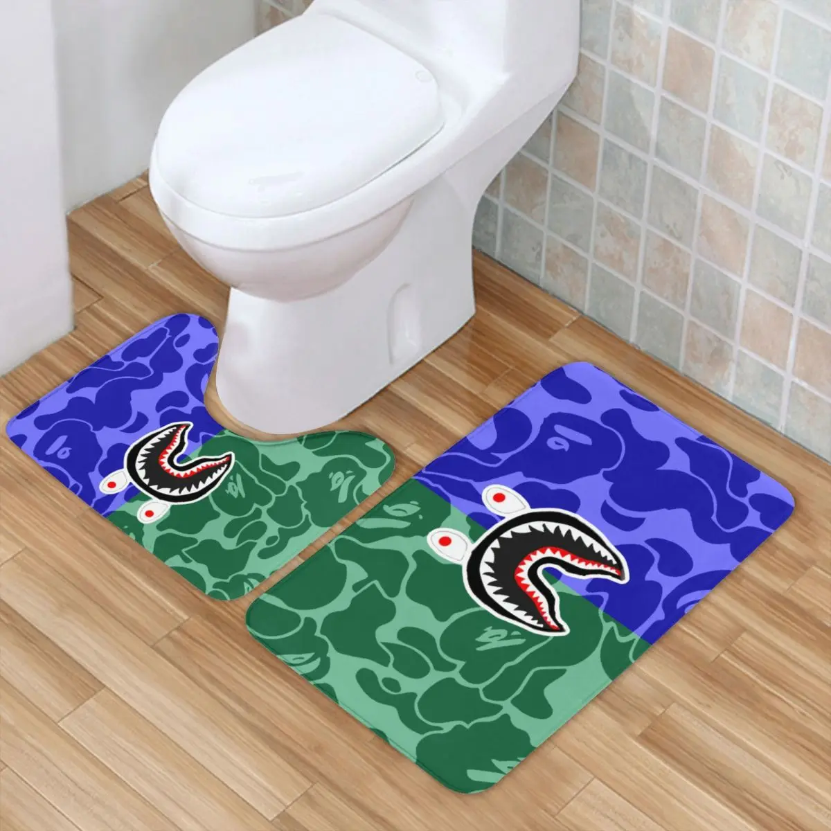 

BAPE 2 Piece Set Of Floor Mats Bathroom Non-Slip Bathroom Floor Mats Toilet Mats Bathroom Decoration