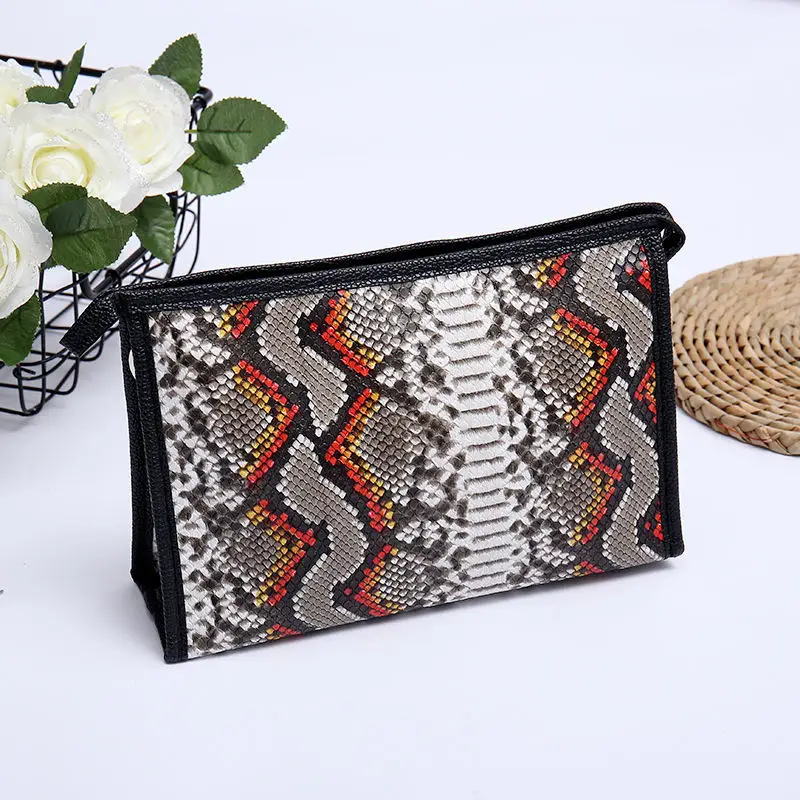 Стильный женский косметичка с принтом змеиной кожи для макияжа ванной комнаты