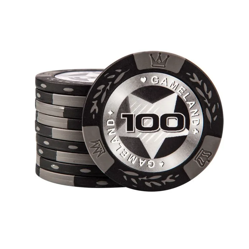 100 шт. покерные чипсы с пластиковой коробкой глина железная широкая игра