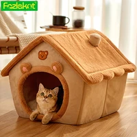 collapsible cat litter house villa house closed removable washable kennel pet cat supplies camp bed clothes for small dogs dogs