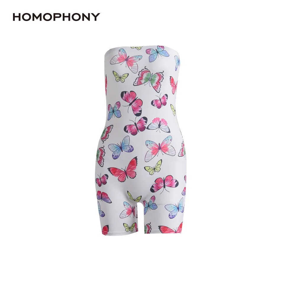 

Homophony Butterfly Rompers Playsuits Casual Sleeveless Tight Skinny Summer Women Clothes Ropa De Mujer Romper