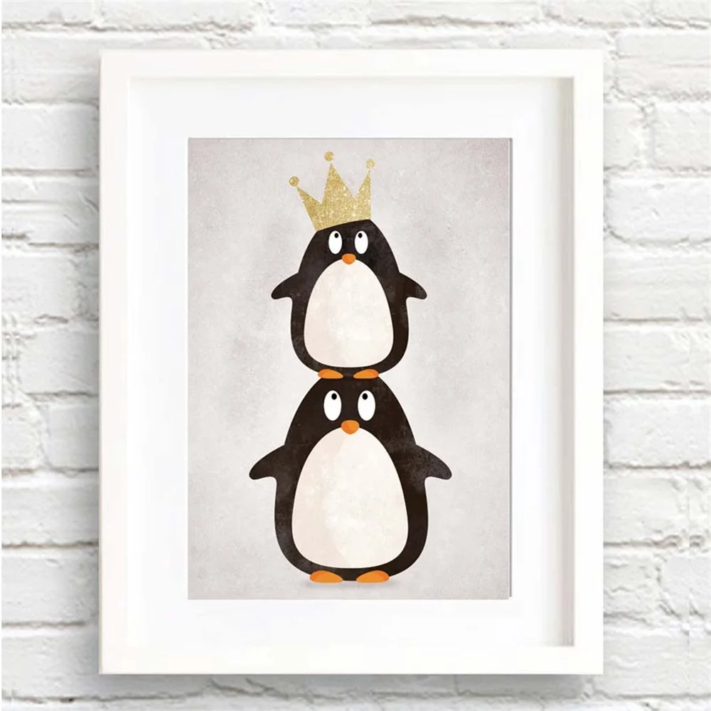 Мультяшное милое животное Безрамное живопись Скандинавское современное