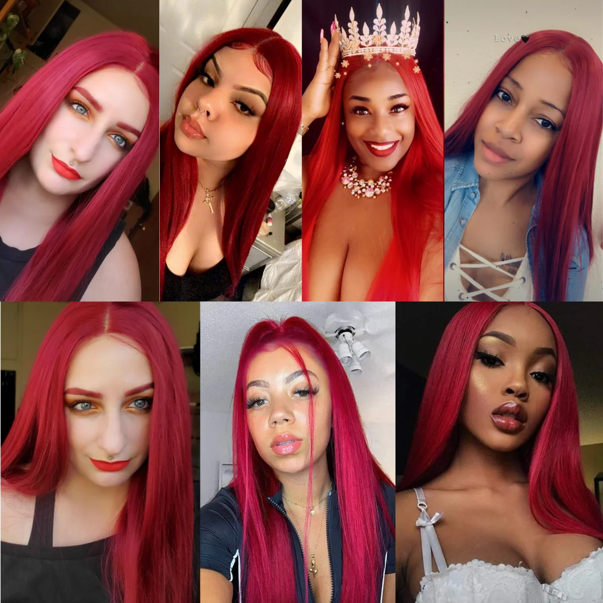 Red Wigs For Women Heat Resistant Synthetic Lace Wigs Fashion Long Straight Wig 180 Density 22-24 inch