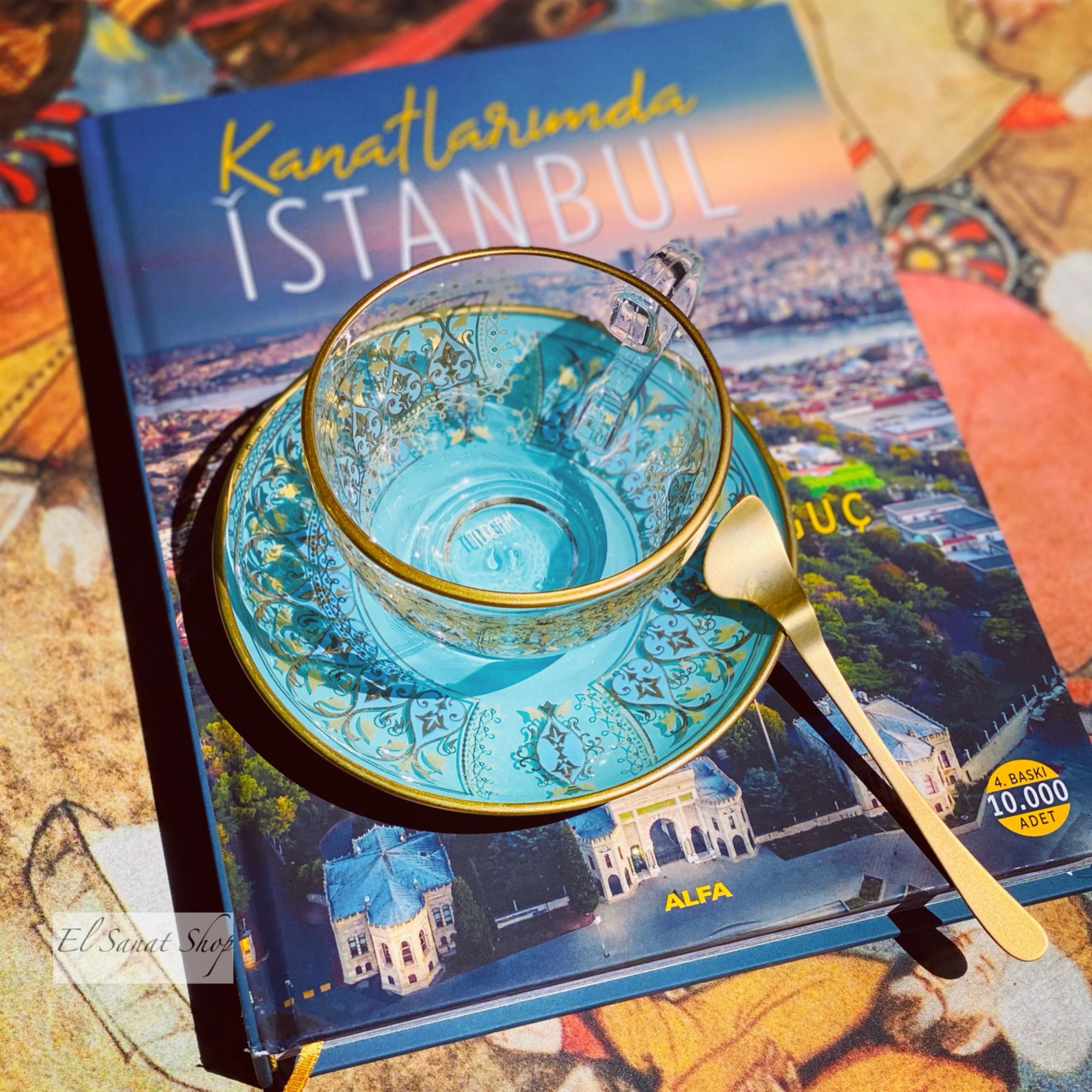 

Cy Turkish Handmade Decals High-End Latte Black Tea Cup Ins Style Glass Cup