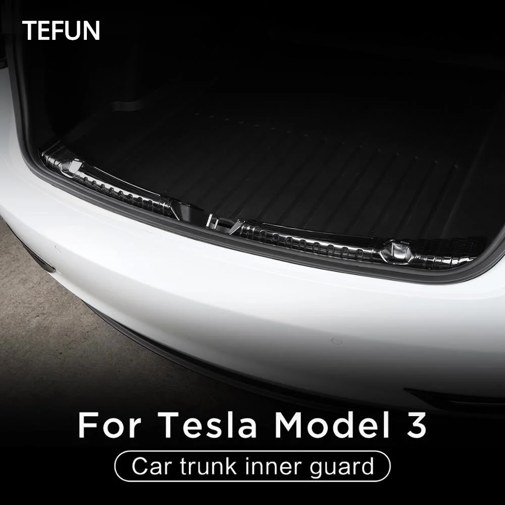 Внутренняя защита багажника из нержавеющей стали для Tesla Model 3 2017-2021 внутренняя
