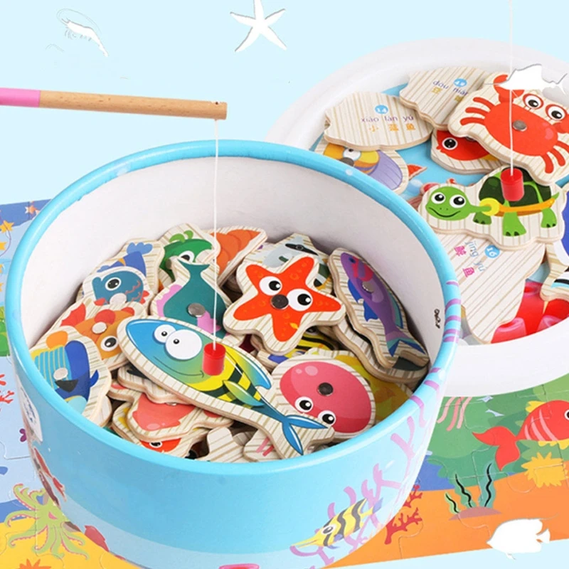 

Деревянная доска-головоломка, игрушка рыболовная Магнитная с реалистичной удочкой, Интерактивная игрушка, подарок для детей, малышей
