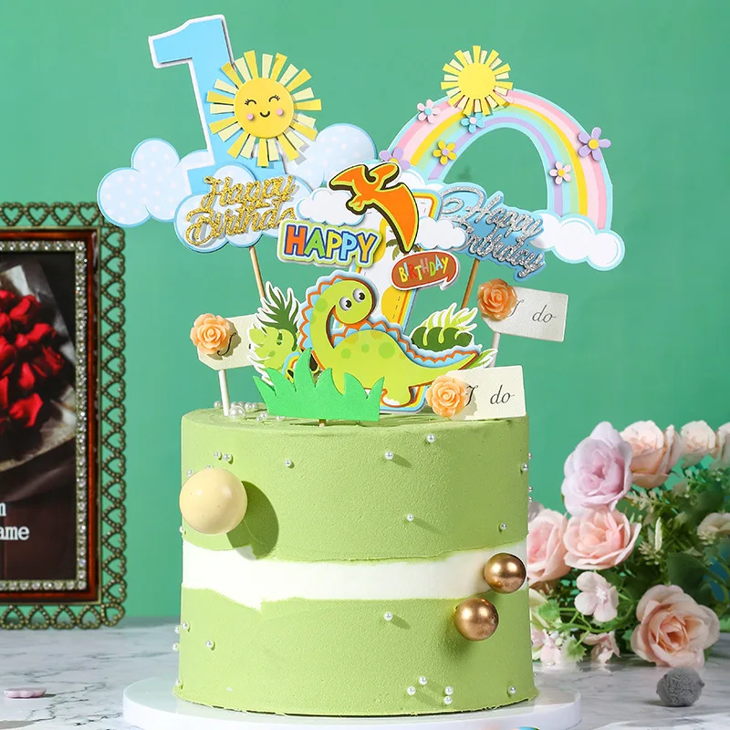 クリエイティブケーキ装飾虹恐竜最初の誕生日ハッピーバースデーケーキトッパー少年のガールのベビーシャワーのケーキの装飾 Leather Bag クリエイティブケーキ装飾虹恐竜最初の誕生日ハッピーバースデーケーキトッパー少年のガールのベビーシャワーのケーキの装飾 Leather Bag