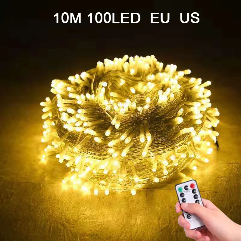 

Remote10M Led String Garland Christmas Tree Fairy Light Chain Outdoor For Home Garden wedding Party New Year Holiday Decoration
