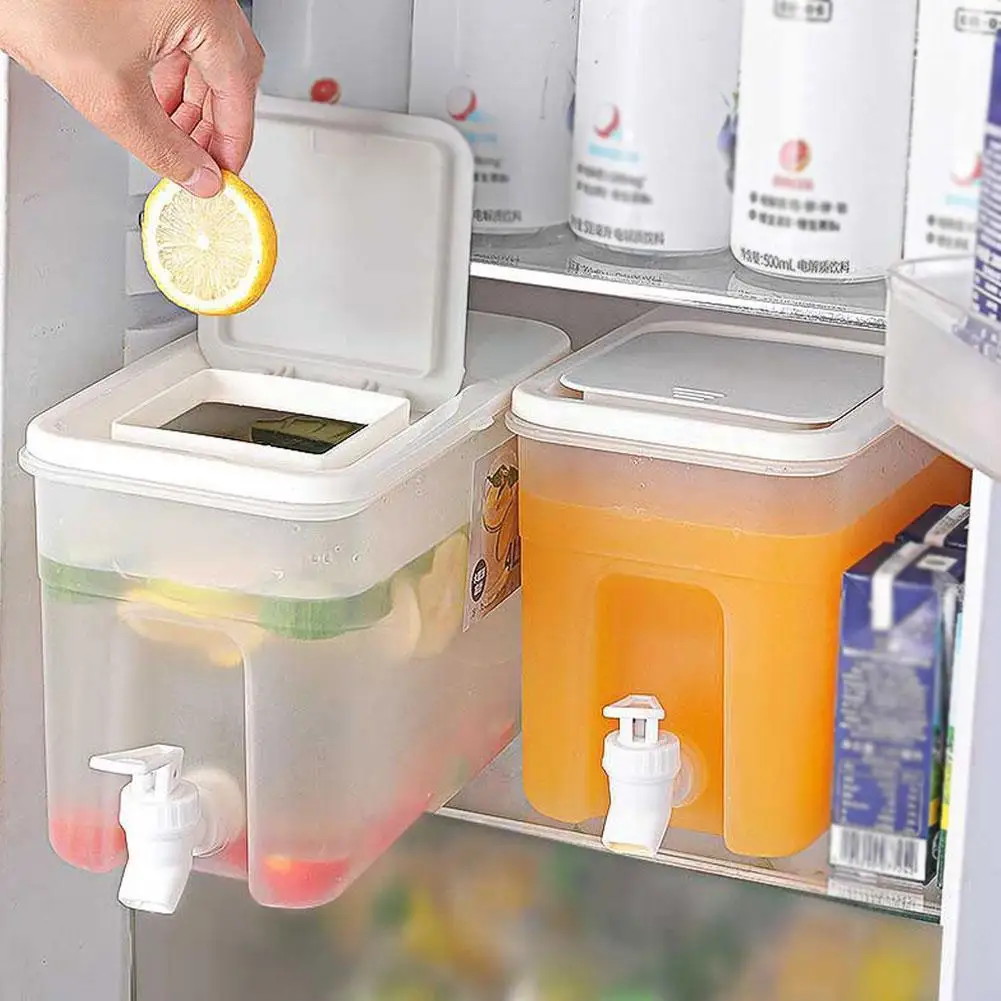 

4L Beverage Drink Dispenser Fridge Cold Kettle Water Gadgets Fruit Container Juice Maker Bar Kitchen Tools Bottle Drinkware C5R0