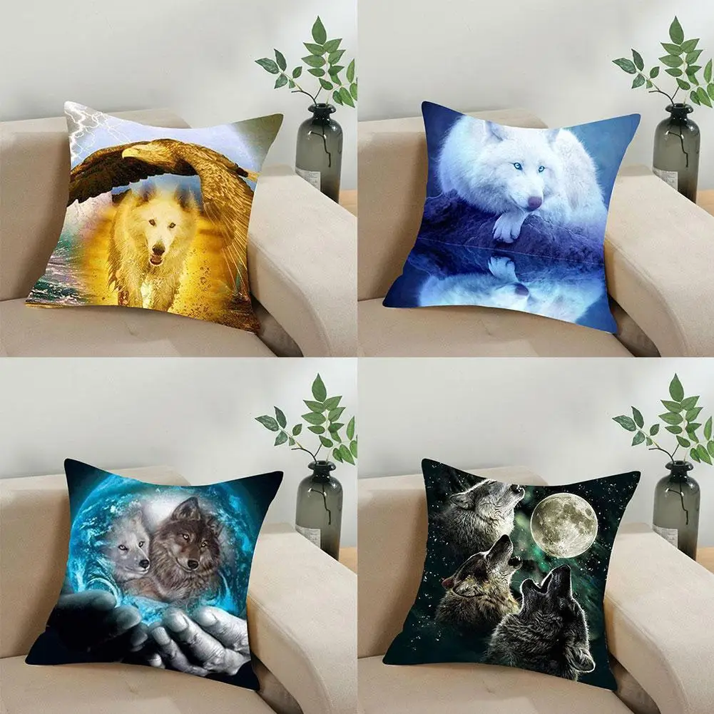 

Animal Wolf 3D Printed Pillow Case Decor Cartoon Cushion Cover For Sofa Car Home 45x45cm Soft Plush Throw Pillow Cover Case