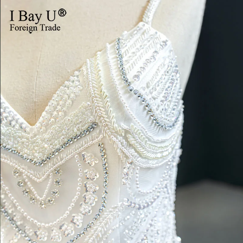 Размера плюс платье-русалка украшенное бусинами свадебное платье 2020 сексуальный
