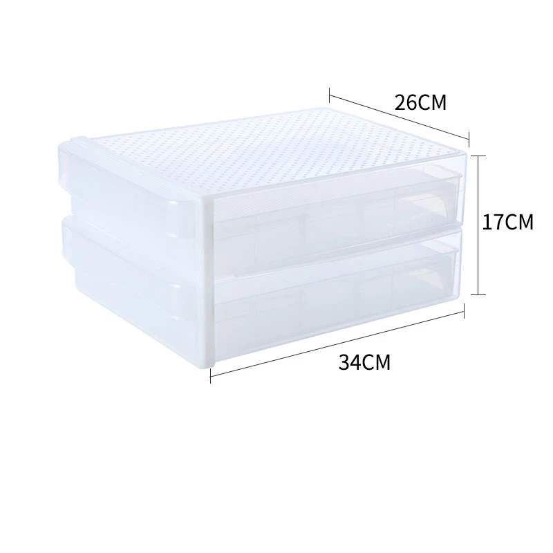 

Household Egg Storage Box Drawer-Type Refrigerator Storage Box Plastic Transparent Dumpling Box Double Layer Egg Tray