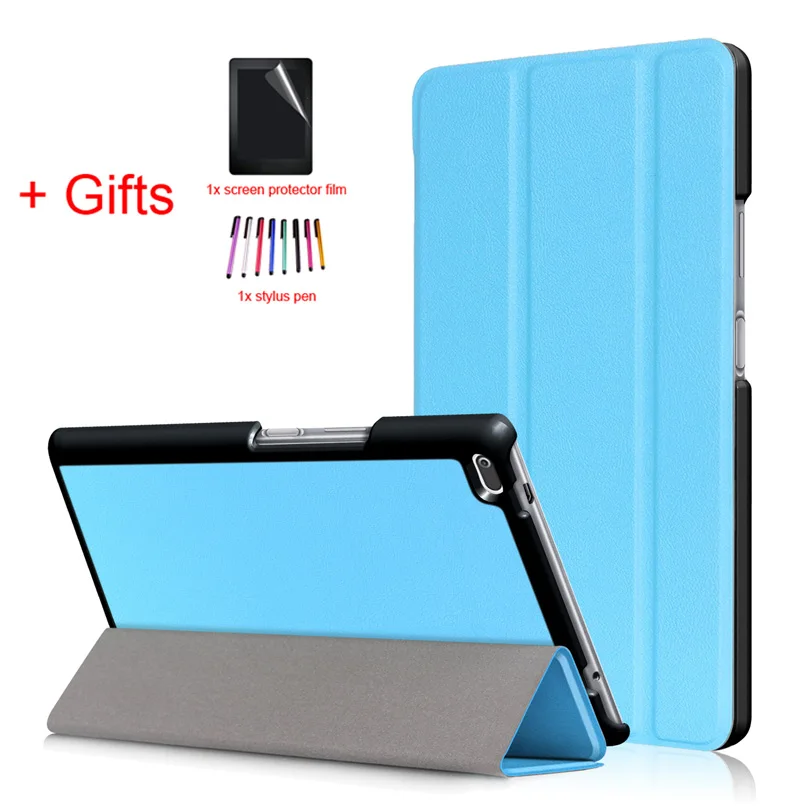 Sky Blue Из искусственной кожи чехол Чехол для lenovo Tab4 Tab 4, 8 TB-8504x TB-8504F TB-8504N TOUCHBeauty TB-850 4, 8 дюймов планшет Funda Чехол-книжка на магните чехол+ Защитная пленка на экран+ подставка для ручек - Цвет: Sky Blue
