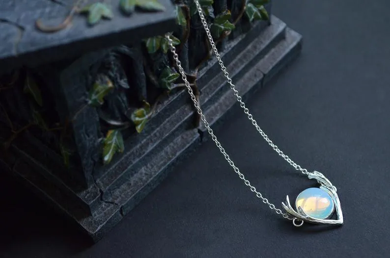 Ожерелье лунный камень крошечная луна опалитовая подвеска вдохновляющая