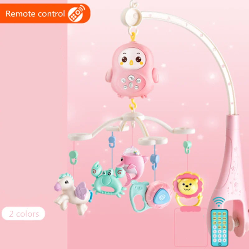 

Newborn Baby Toys Teether Rattles Rotating Music Box Crib Mobile Bed Bell with Light Remote Control Early Education Toys