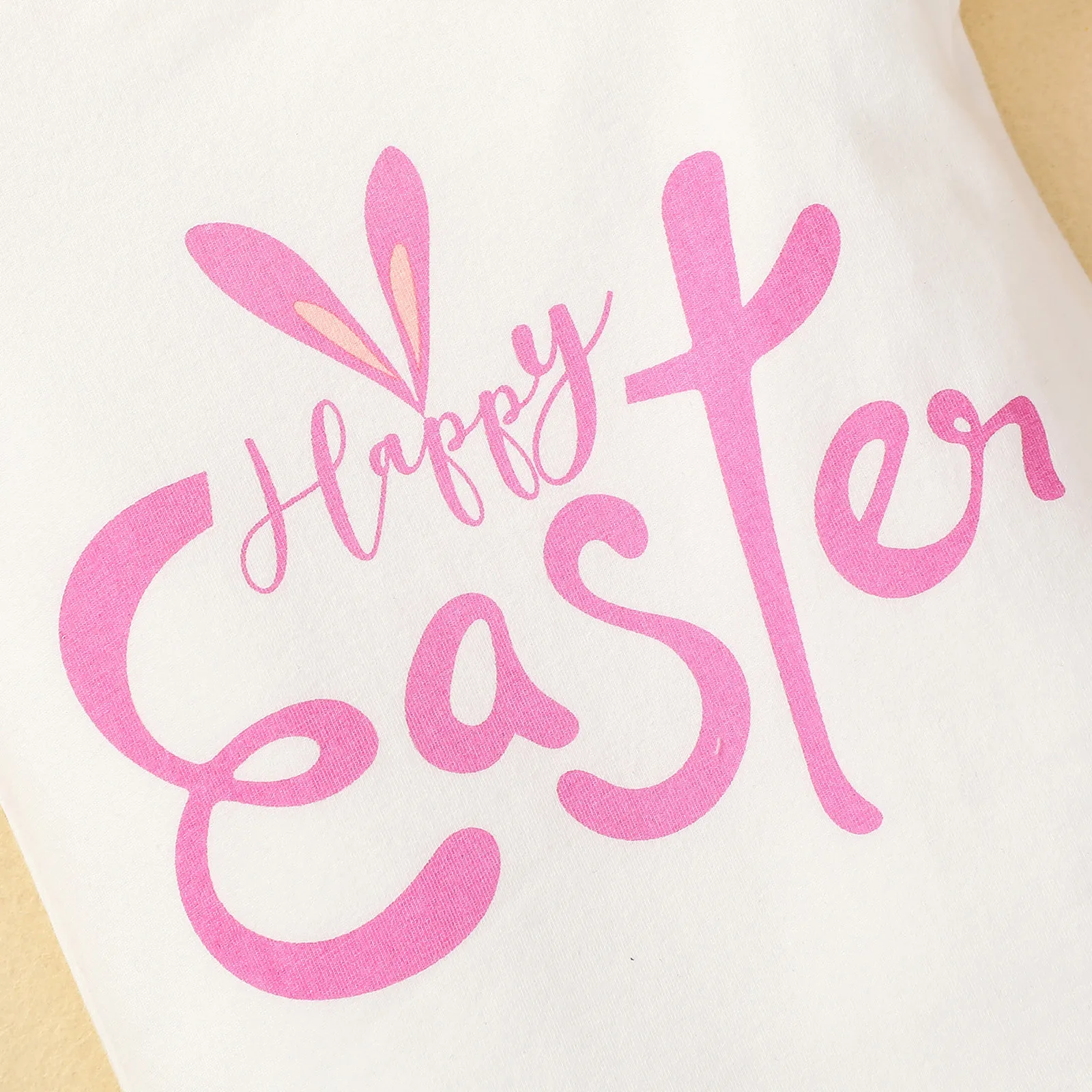 

Baby Girls Short Sleeve Easter Letterhappy Easter Print Frill Romper + Cartoon Bunny Shorts + Headbands Three-piece Set