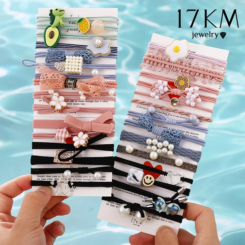 Резинка для волос женская с жемчугом базовая эластичная резинка цветами розовая