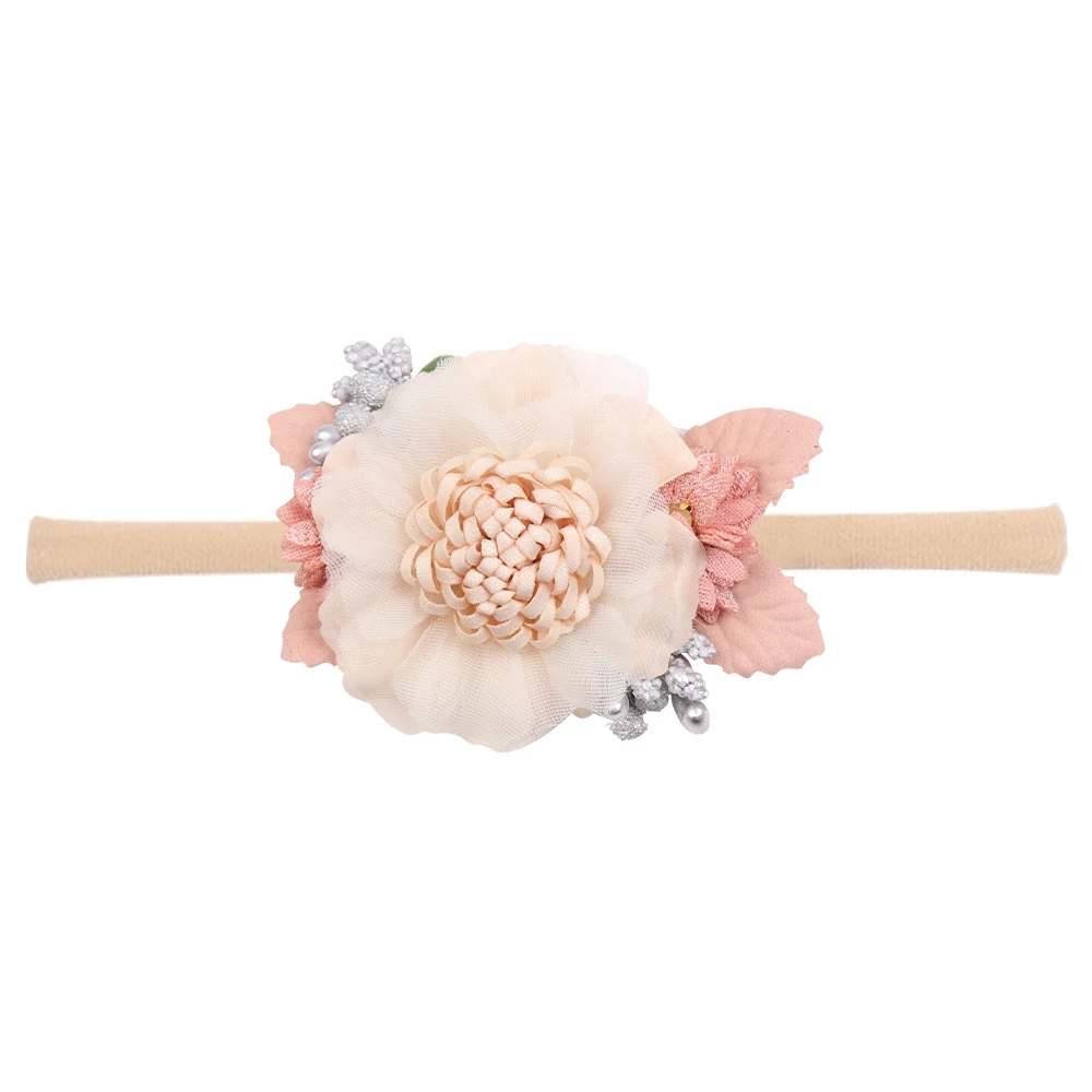 59 IBOWS Hair Accessories Lovely Baby Headband Fake Flower Nylon Hair Bands For Kids Artificial Floral Elastic Head Bands Headwear - Цвет: 59