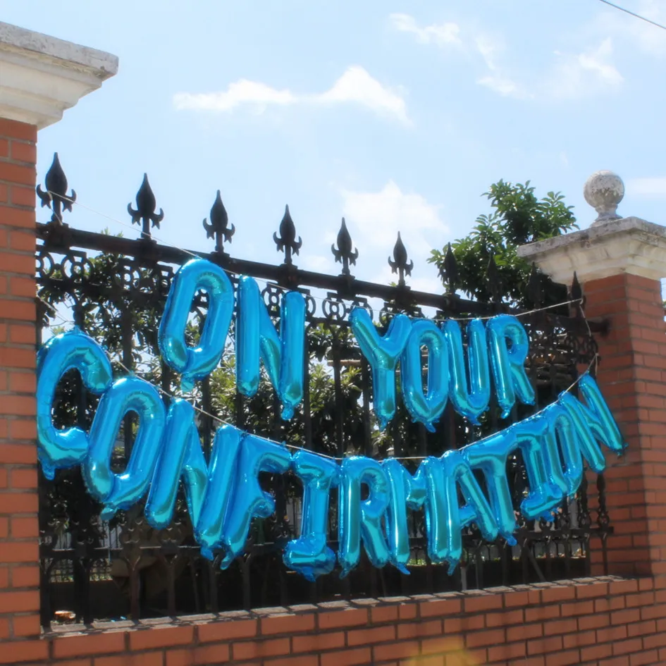 

Blue On Your Confirmation party decorations banners balloons Church Boys Baptism Christening Naming Day Bunting Decoration