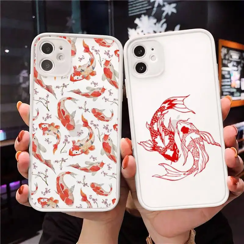 

Carp design pattern Phone Case Matte Transparent for iPhone 7 8 11 12 s mini pro X XS XR MAX Plus Clear mobile bag Shell Cover