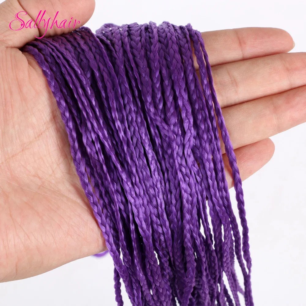 Sallyhair, Zizi, косички, вязанные крючком, коробка, косички, цветные синтетические волосы для наращивания, жук, серый блонд, вязанные волосы, 48 прядей/упаковка - Цвет: Purple
