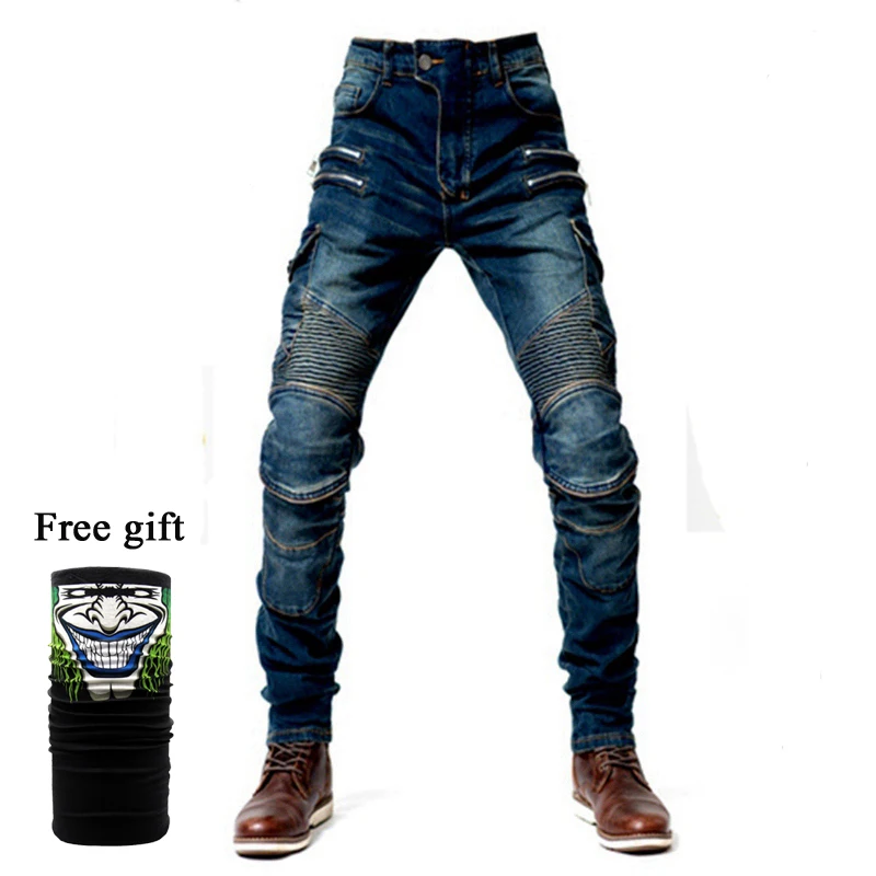 H-EV-07 Blue Jeans O New Khaki Black Blue Motorcycle Pants Men Moto Jeans Zipper Protective Gear Motorbike Trousers Motocross Pants Moto Pant - Цвет: H-EV-07 Blue Jeans O