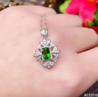 kjjeaxcmy fine jewelry 925 sterling silver inlaid natural diopside womans female miss noble pendant necklace chain support test