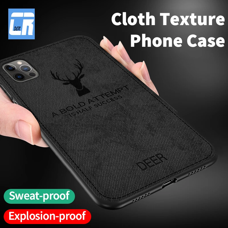 Luxury Fabric Deer Cloth Case For iPhone 13 Pro Max 12 Pro Case For iPhone 13 11 Pro Max 12 X XS XR Cover Shockproof Deer Case