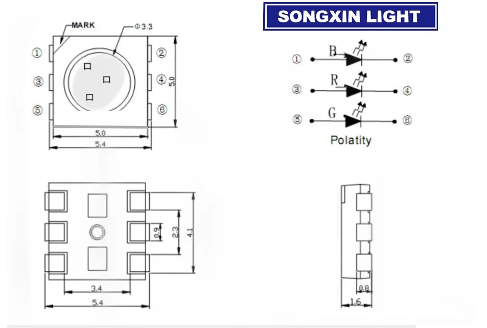 1000 шт. 5050 RGB SMD красный зеленый синий SMT LED PLCC 6 светильник CHIPS светоизлучающие диоды
