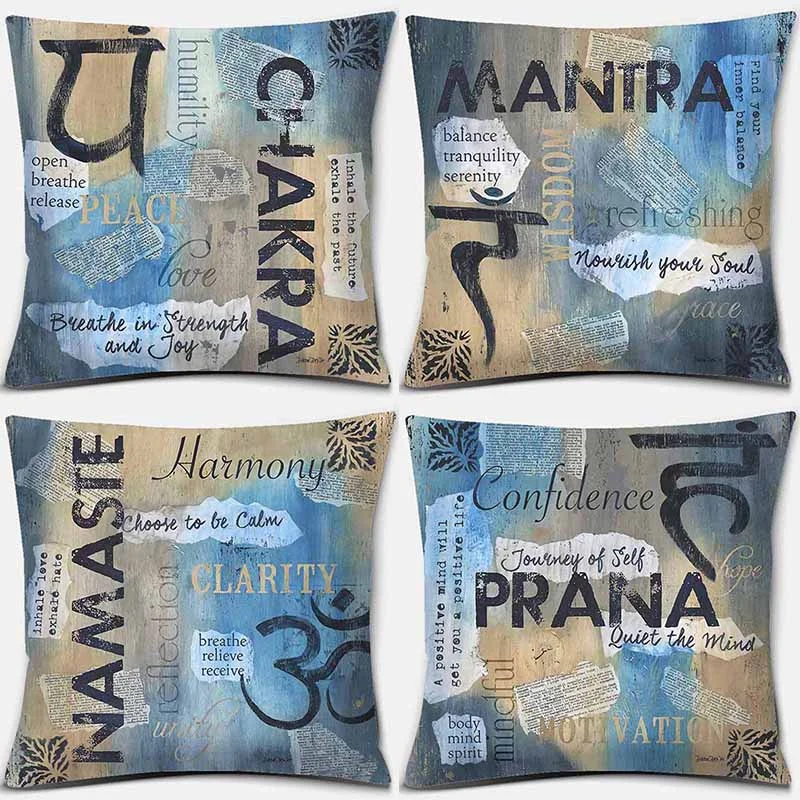 Чакра мантра Namaste Prana квадратная печать Наволочка украшения для дома обложка