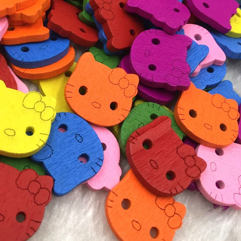

30pc Mix Cat Wood Buttons 20*19mm Scrapbooking Sewing Craft WB365
