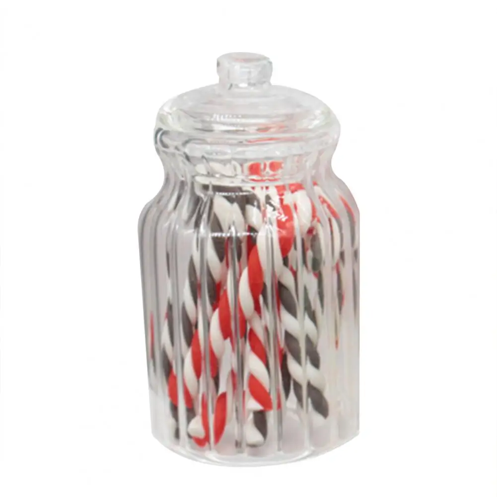 

1/12 Scale Pretend Toy Dollhouse Miniature Glass Candy Jar Simulation Candy Bottle Model Toy For Home Kitchen Decor